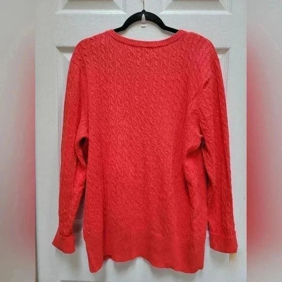 Cabela's Cable Knit Sweater Coral Orangeish Pullover Size XL - Picture 3 of 3